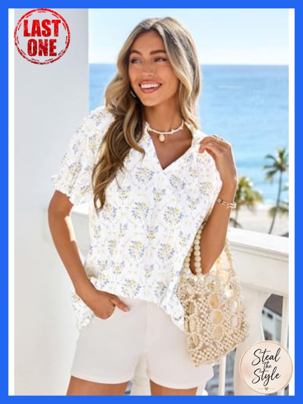V Neck Short Sleeve Ruffle Blouse Cotton Top Women Business Casual - Picture 2 of 6